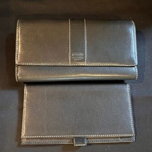 EUC Black leather Coach wallet with checkbook cover.